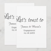 Invitation Let's toast to engagement party name date elegant  (Devant / Derrière)