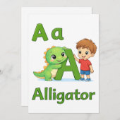 Invitation Letter A Alphabet  Postcard – A is for Alligator (Devant / Derrière)