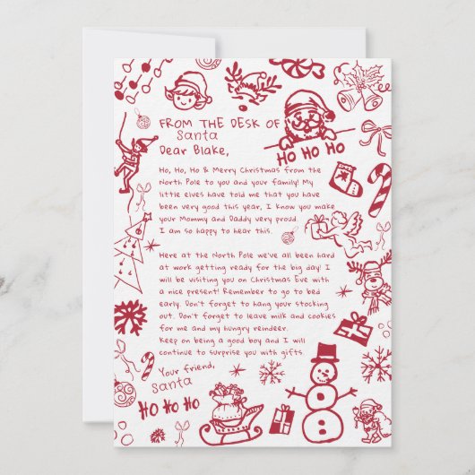 Invitation  Letter from Santa Hand Draw Doodle, Santa (Devant)