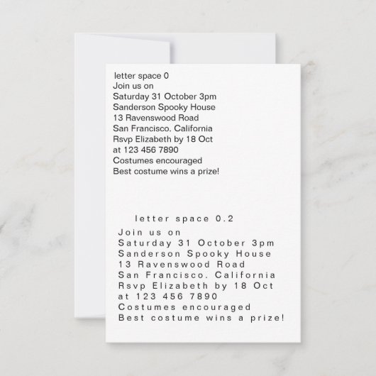 Invitation letter spacing (Devant)