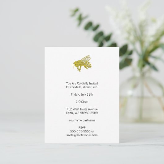 Invitation Letterpress Bee (Debout devant)