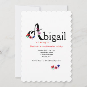 Invitation Lettre "A" (Ajouter Tout Prénom Avec La Lettre A)