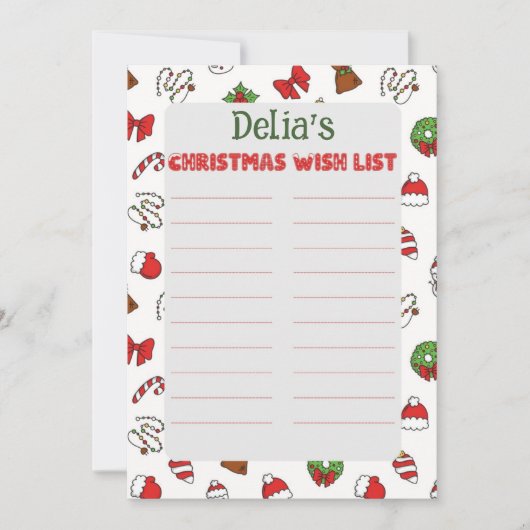 Invitation Lettre à Père Noël avec nom d'enfant (Devant)