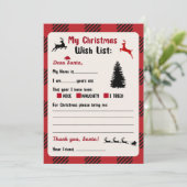 Invitation Lettre à Père Noël Christmas Plaid Wishlist (Debout devant)