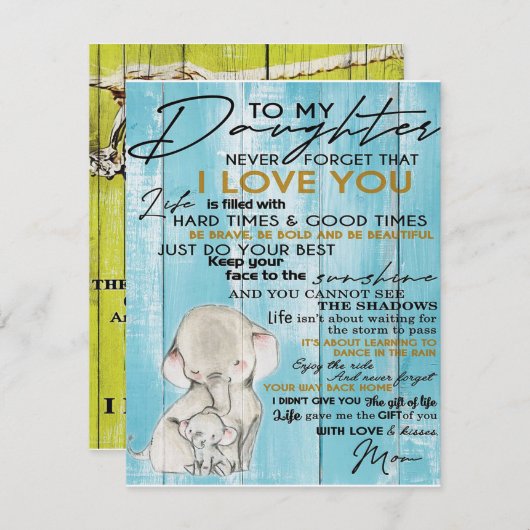 Invitation Lettre adorable à ma fille, Cadeau charmant (Devant / Derrière)