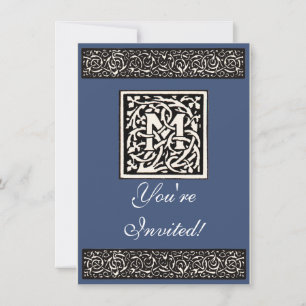 Invitation Lettre Art Nouveau M Monogramme Vintage