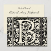 Invitation Lettre B Monogramme médiéval Art Nouveau (Devant / Derrière)