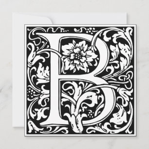 Invitation LETTRE B MONOGRAPHIQUE Art Nouveau Floral Alphabet