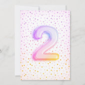 Invitation LETTRE BALLON arc-en-ciel Numéro deux Anniversaire (Dos)