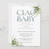 Invitation LETTRE BATTERIE Bleue Ciao Baby shower (Devant)