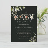 Invitation LETTRE BOtanique CLAIRE VERTE CLAIRE Baby shower (Debout devant)