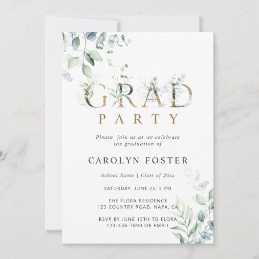 Invitation LETTRE BOtanique D'OR BALANCE (Devant)