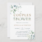 Invitation LETTRE BOtanique Eucalyptus D'Or Douche Couples (Devant)
