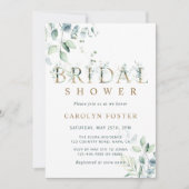 Invitation LETTRE BOtanique Eucalyptus Fête des mariées or (Devant)