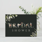 Invitation LETTRE BOtanique FLORALE VERTE CLAIR Fête des mari (Debout devant)