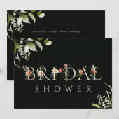 Invitation LETTRE BOtanique FLORALE VERTE CLAIR Fête des mari (Devant / Derrière)