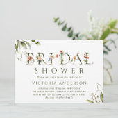 Invitation LETTRE BOtanique Olive Vert Floral Fête des mariée (Debout devant)