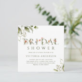 Invitation LETTRE BOtanique Olive Vert Floral Fête des mariée (Debout devant)