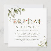 Invitation LETTRE BOtanique Olive Vert Floral Fête des mariée (Devant)