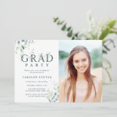 Invitation LETTRE BOtanique VERTE FIN DE DIPLÔME Photo (Debout devant)