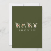Invitation LETTRE BOtanique VERTE Olive Baby shower (Dos)