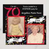 Invitation Lettre bulle rouge 70e anniversaire (Devant / Derrière)