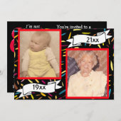 Invitation Lettre bulle rouge Célébration du 80e anniversaire (Devant / Derrière)