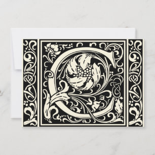 Invitation Lettre C Monogramme médiéval Art Nouveau