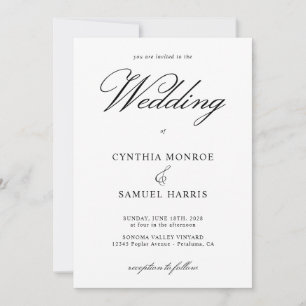 Invitation Lettre calligraphie H Monogramme Mariage