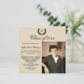 Invitation Lettre carré Monogramme Classic Photo Graduation (Debout devant)