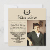 Invitation Lettre carré Monogramme Classic Photo Graduation (Devant)