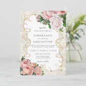 Invitation LETTRE CHIC Vintage Rose Shabby Mariage  (Debout devant)