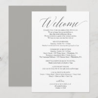 Lettre d'accueil Itinéraire de mariage Script Gris