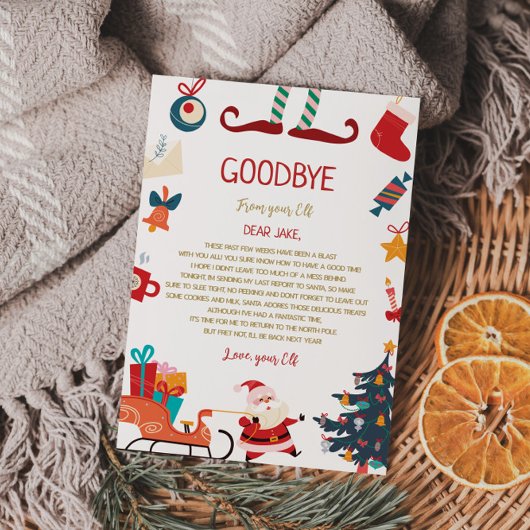 Invitation Lettre d'adieu à Elf Christmas