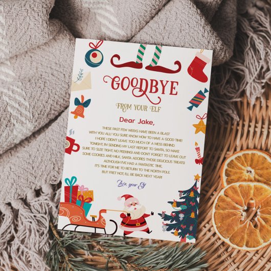 Invitation Lettre d'adieu à Elf Christmas
