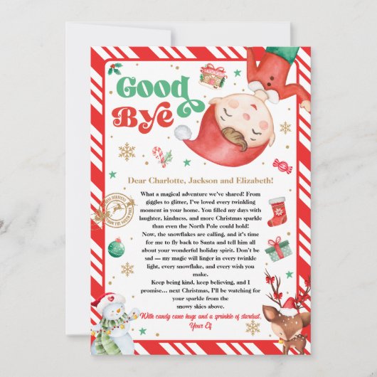 Invitation Lettre d'adieu de l'elfe Noël (Devant)