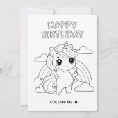 Invitation Lettre d'anniversaire Unicorne personnalisée Note (Dos)