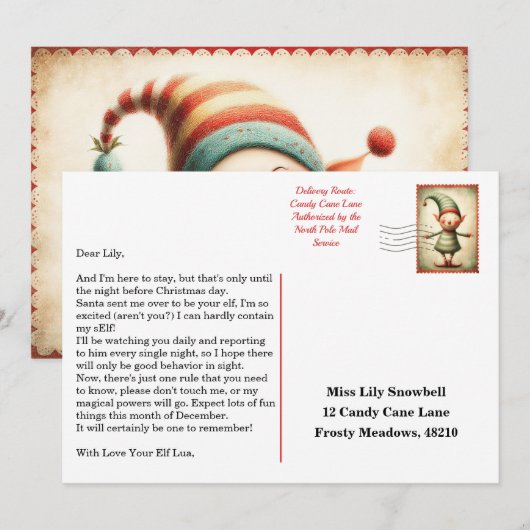 Invitation Lettre d'arrivée de l'elfe | Message de bienvenue (Devant / Derrière)