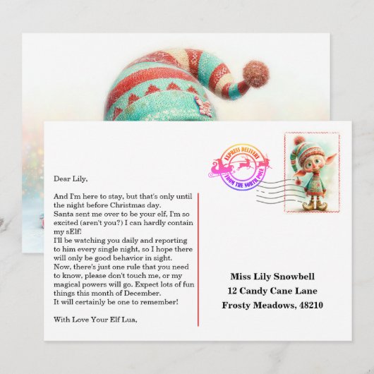 Invitation Lettre d'arrivée de l'elfe | Message de bienvenue (Devant / Derrière)