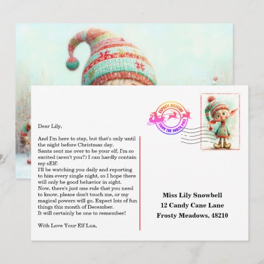 Invitation Lettre d'arrivée de l'elfe | Message de bienvenue  (Devant / Derrière)