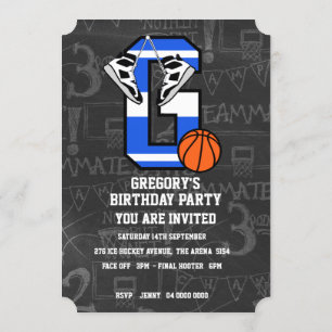 Invitation LETTRE DE Basket-Ball INITIALE PERSONNALISÉE G