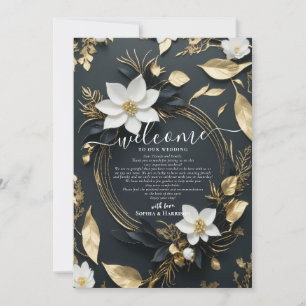 Invitation Lettre de bienvenue du Mariage Floral Wreath & Iti