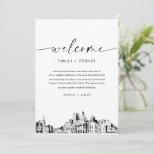 Invitation Lettre de bienvenue du Mariage Skyline de Boston & (Debout devant)