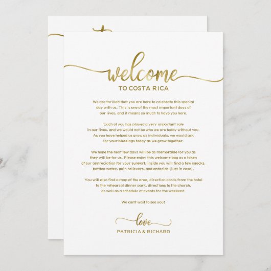 Invitation Lettre de bienvenue et d'itinéraire Chic pour week (Devant / Derrière)