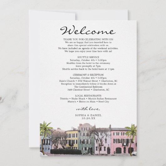 Invitation Lettre de bienvenue pour mariage Charleston Rainbo (Devant)