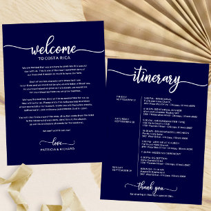 Invitation Lettre de bienvenue pour un mariage bleu marine