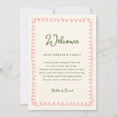 Invitation Lettre de bienvenue rose et vert Calendrier Itinér (Devant)