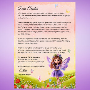 Invitation Lettre de Fée Personnalisée Enfants pour le deuil