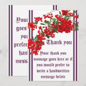 Invitation lettre de remerciement avec rowan (Devant / Derrière)