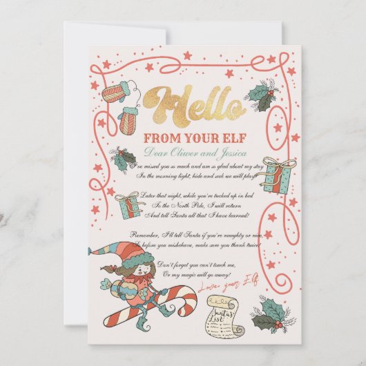 Invitation Lettre de retour Elfe de Noël (Devant)